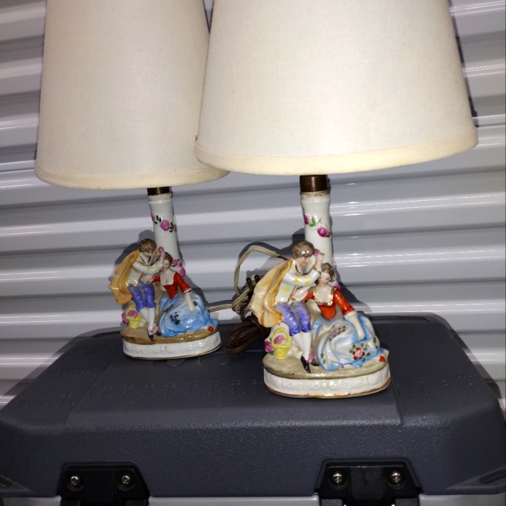 Vintage hand painted lamps